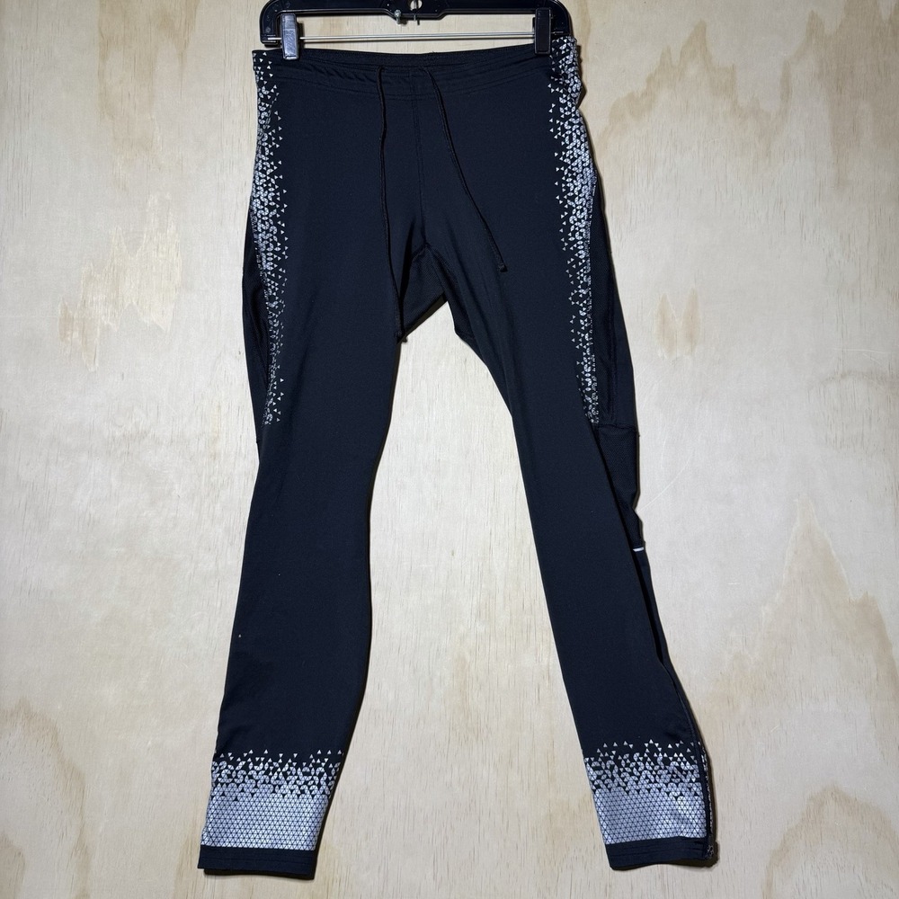 H&M Sport Women’s Large Black Reflective Running Leggings Mesh Workout Pant